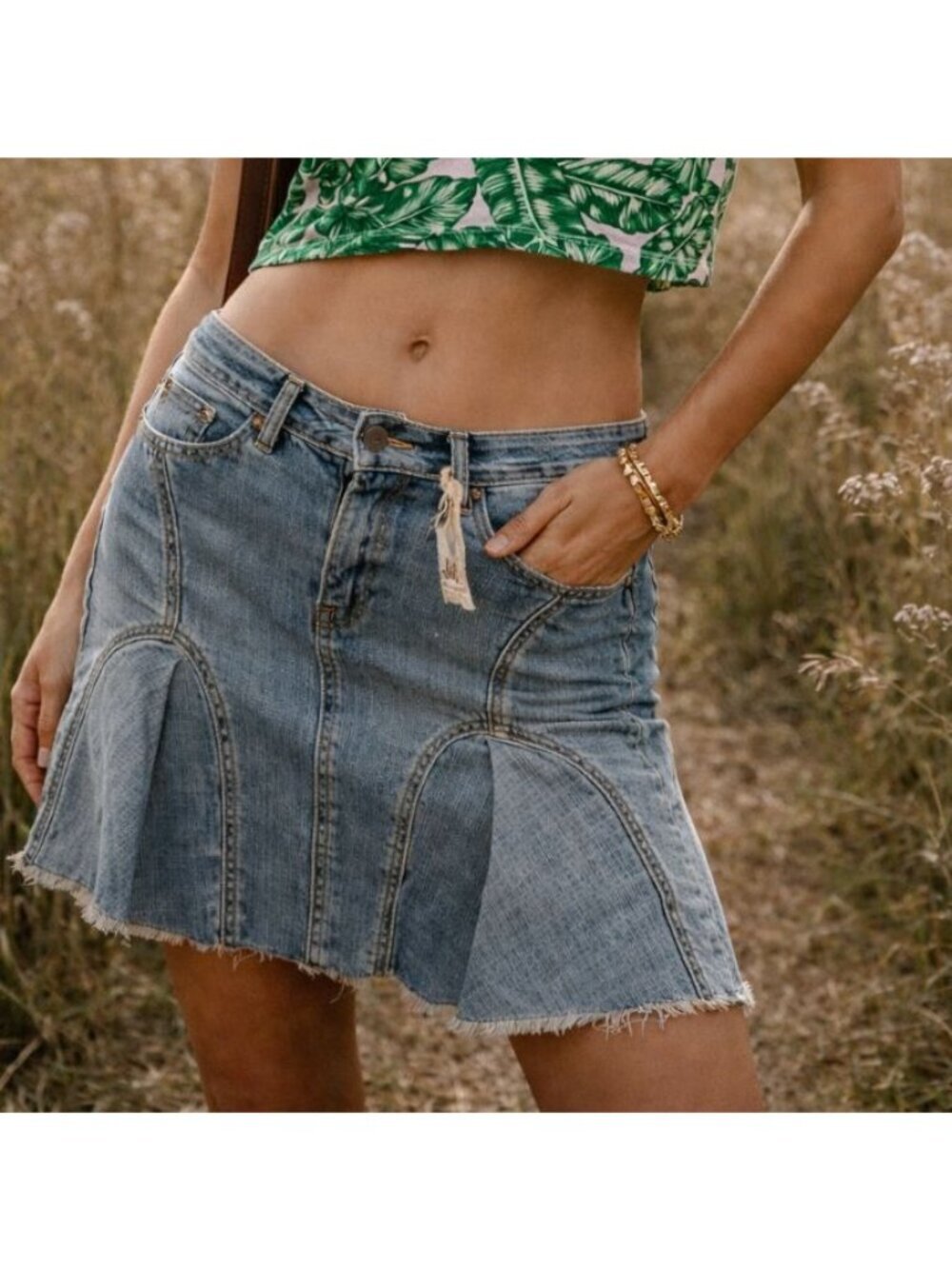 NWT L.e.i. Ashley Ultra Low Rise Midi Denim Skirt Size 1 Y2K Vintage